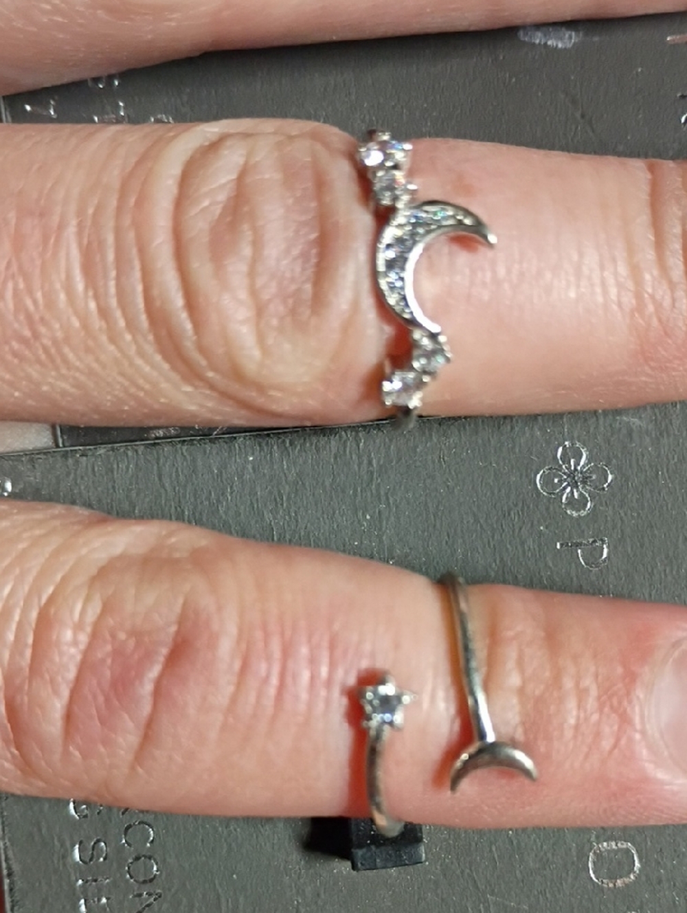 Sterling-Style Crescent Moon & Star Midi Ring in Silver